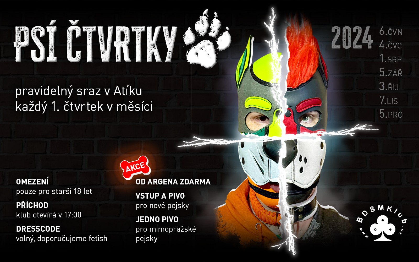 Psí čtvrtek v Ateliéru Praha - pravidelné setkání pejsků  - 2024-08-01T17:00 - Klub Ateliér, Praha