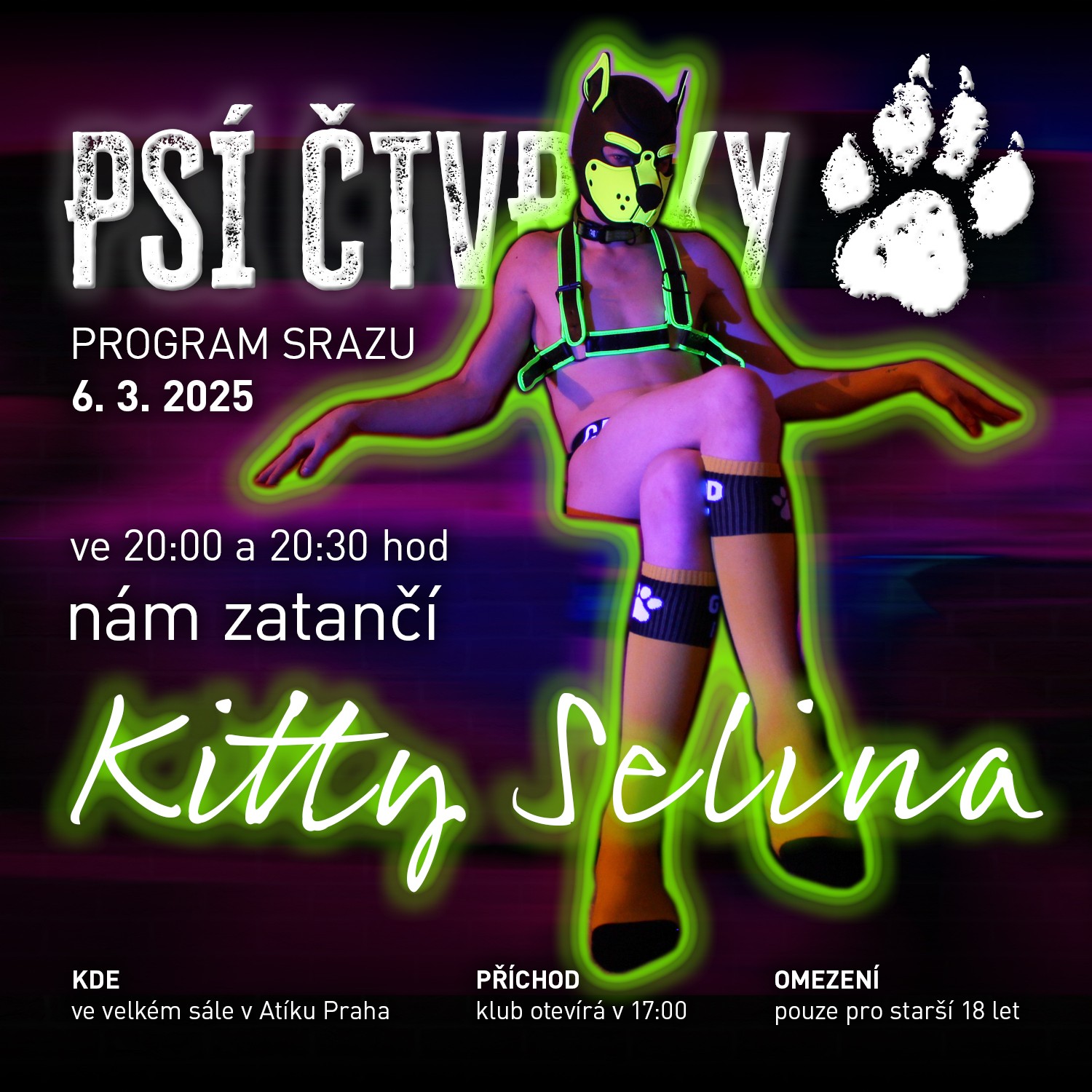 Psí čtvrtek v Ateliéru Praha - pravidelné setkání pejsků. Tentokrát s Kitty Selina  - 2025-03-06T18:00 - Klub Ateliér, Praha